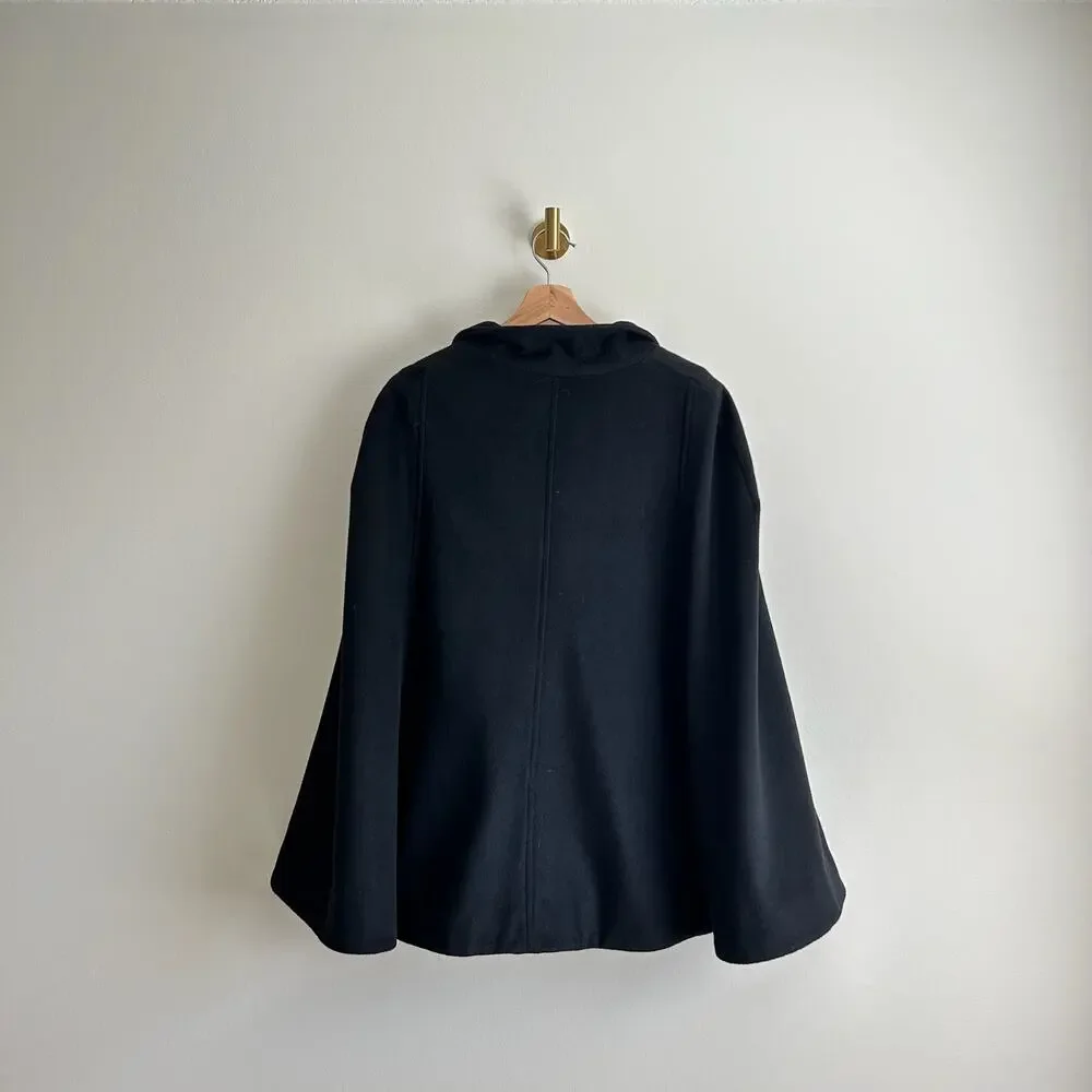 Cocoon By Elizabeth Geisler High Street Swing Cape Coat Black 12 - Picture 6 of 7